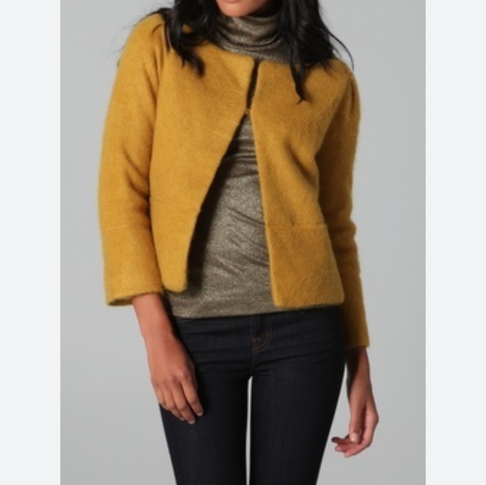 Diane von Furstenberg Yellow Mohair Open Cardigan Size Small